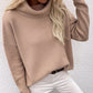 Button Detail Rib-Knit Turtleneck Sweater