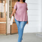 Plus Size Cold-Shoulder Round Neck Curved Hem Tee