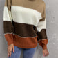 Color Block Lantern Sleeve Turtleneck Sweater