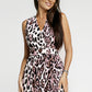 Leopard Print Open Back Split Sleeveless Dress