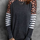 Leopard Striped Raglan Sleeve Top