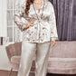 Plus Size Floral Belted Robe and Pants Pajama Set
