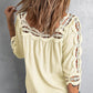 Crochet Openwork Three-Quarter Sleeve Blouse