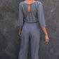 Belted Three-Quarter Sleeve Jumpsuit