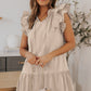 Ruffle Shoulder Tie-Neck Tiered Dress
