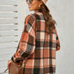 Plaid Dropped Shoulder Pocketed Shirt Jacket