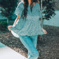 Floral Flare Sleeve Ruffle Hem Top