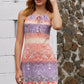 Printed Tie-Shoulder Cutout Dress