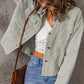 Raw Hem Button Down Corduroy Jacket with Pockets