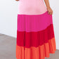 Color Block Tiered Maxi Skirt