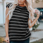 Mixed Print Hem Detail Capped Sleeve T-Shirt