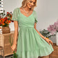 Tied Ruffle Hem Smocked Reversible Dress