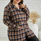 Plus Size Plaid Buttoned Collared Shacket