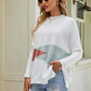 Color Block Round Neck Side Slit Sweater