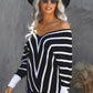Chevron V-Neck Button Cuff Sweater