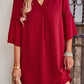 Notched Neck Flare Sleeve Pocket Dress