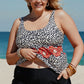 Plus Size Mixed Print Tankini Set with Pockets