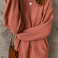 Ribbed Trim Lantern Sleeve Pocketed Sweater