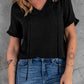 Swiss Dot Flounce Sleeve V-Neck Top