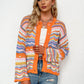 Chevron Stripes Openwork Cardigan