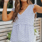 Printed Frill Trim Flutter Sleeve V-Neck Top