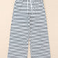 Striped Drawstring Waist Wide Leg Pants