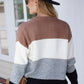 Color Block V-Neck Button Down Cardigan