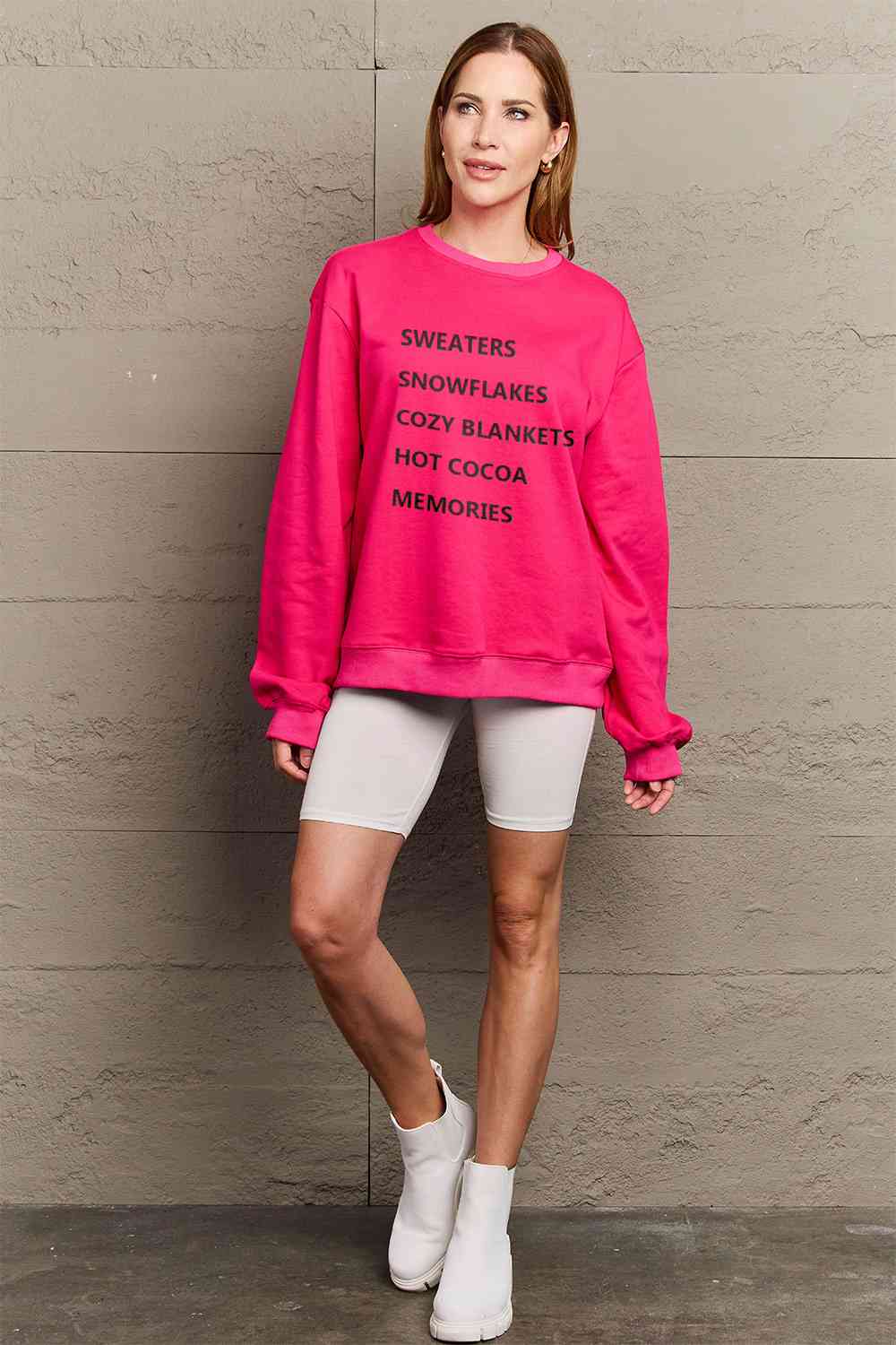 Simply Love Full Size Letter Graphic Round Neck Sweatshirt