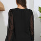 Contrast Swiss Dot Balloon Sleeve Blouse