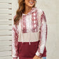 Snake Print Color Block Drawstring Detail Hoodie