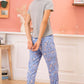 Round Neck T-Shirt and Floral Pants Lounge Set