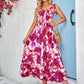 Floral Tie-Shoulder Frill Trim Smocked Dress