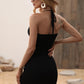 Halter Neck Rib-Knit Sweater Dress