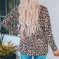 Leopard Drawstring Waist Jacket with Pockets