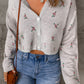 Floral Button Down Cropped Cardigan