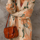 Floral Pattern Ribbed Trim Cardigan