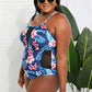 Floral Crisscross Spliced Mesh One-Piece Swimsuit