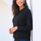 Round Neck Raglan Sleeve Exposed Seam Sweatshirt