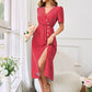 Printed Decorative Button Slit Dress