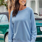 Round Neck Raglan Sleeve Exposed Seam Sweatshirt
