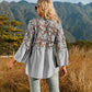 Spliced Lace Buttoned Blouse