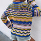 Rainbow Stripe Openwork Flare Sleeve Knit Top