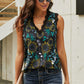 Sunflower Print Lace Trim Tank