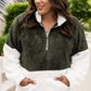 Plus Size Half Zipper Fleece Sweatshirt with Pocket