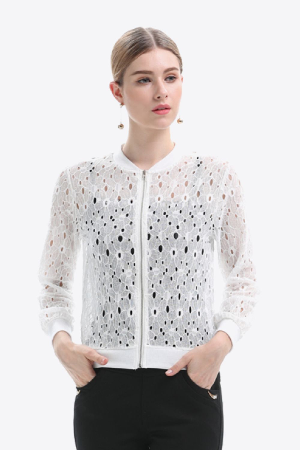 Openwork Zip Up Jacket