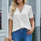Applique Lace Trim V-Neck Blouse