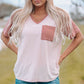 Two-Tone Raglan Sleeve V-Neck Tee