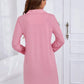 Heart Graphic Lapel Collar Long Sleeve Night Dress