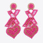 Random 2-Pair Heart and X-Shape Bead Dangle Earrings