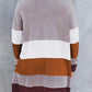 Color Block Open Front Ribbed Cuff Cardigan with Pockets
